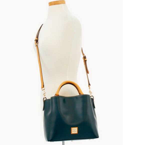 Dooney & Bourke Wexford Leather Small Brenna Black & Tan - Picture 3 of 8